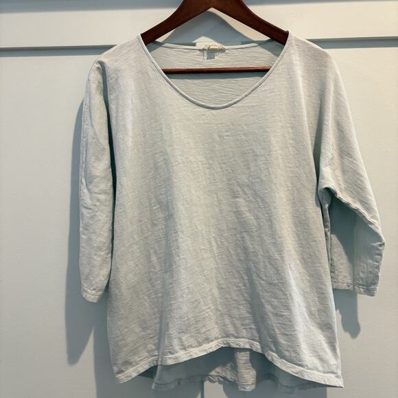 Eileen Fisher Top Small Light Aqua 100% Organic Cotton Classic Minimal Capsule - Picture 1 of 11